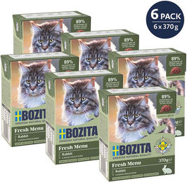 Produktbild von Bozita Katzen Nassfutter Kaninchen Stückchen in Gelee Getreidefrei und Ohne Zucker 6x370g - 6 x 370 g