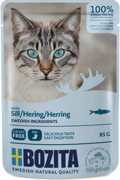 Bozita Katzen Nassfutter Pouch Stückchen in Sauce mit Hering getreidefrei und zuckerfrei 12 x 85 g - 12 x 85 g – Bild 1 von 5