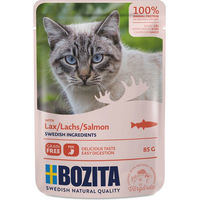 Produktbild von Bozita Katzen Nassfutter Pouch Stückchen in Sauce mit Lachs hypoallergen getreidefrei und zuckerfrei 12 x 85 g - 12 x 85 g