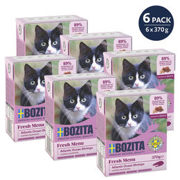 Produktbild von Bozita Katzen Nassfutter Tetra Häppchen in Sauce mit Garnelen getreidefrei ohne Zucker 6x370 g