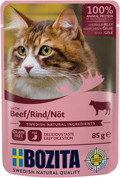 Produktbild von Bozita Katzenfutter Stückchen in Gelee mit Rind 12x85g - 12 x 85 g