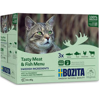 Produktbild von Bozita Katzennassfutter Adult Fisch und Fleisch Stückchen in Gelee Getreidefrei 12 x 85 g - 12 x 85 g