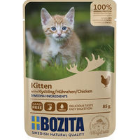 Produktbild von Bozita Kitten Stückchen in Sauce Huhn oder Lachs getreidefrei 12 x 85 g - 12 x 85 g