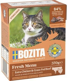Bozita Nassfutter Katze Sterilised Adult Huhn & Rind Stückchen in Gelee getreidefrei 6x370 g - 6 x 370 g – Bild 1 von 2