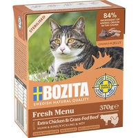Produktbild von Bozita Nassfutter Katze Sterilised Adult Huhn & Rind Stückchen in Gelee getreidefrei 6x370 g - 6 x 370 g