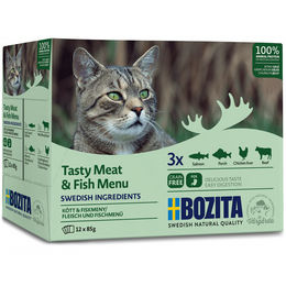 Produktbild von Bozita Pouch Häppchen in Gelee Multibox Fleisch und Fisch für Katzen 12x85g - 12 x 85 g