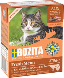 Bozita Sterilised Katzen Nassfutter Häppchen in Gelee mit Huhn und Rind 6 x 370 g getreidefrei und ohne Zucker - 6 x 370 g – Bild 1 von 11