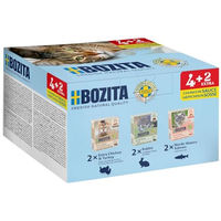 Produktbild von Bozita Tetra Probierpaket Katzenfutter Stückchen in Sauce Huhn Pute Kaninchen Lachs Getreidefrei 6x370g
