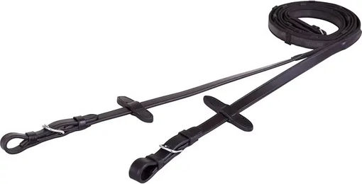 BR Antislip Gurtzügel gummiert 19 mm Warmblut Schwarz/Silber – Bild 1 von 2