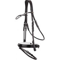 Produktbild von BR Equitation Andover Anatomisch geformte Reitzäume aus Leder für Warmblut in Schwarz und Silber
