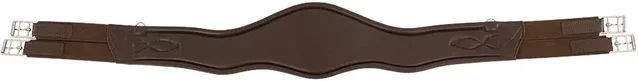 BR Equitation Bakewell Anatomischer Sattelgurt aus Leder mit Magnet und beidseitigem Elastik in Braun – Bild 1 von 2