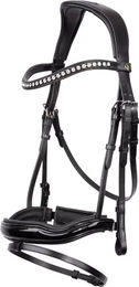 BR Equitation Bolton Anatomisch geformter Trensenzaum aus Leder in Schwarz mit Silberbeschlägen – Bild 1 von 3
