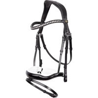 Produktbild von BR Equitation Bolton Anatomischer Trensenzaum aus Leder Schwarz Weiß Silber Warmblut