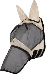 BR Equitation Classic Fliegenmaske für Vollblut aus Polyester in Beige/Gold – Bild 1 von 2