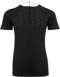 Produktbild von BR Equitation Dudley Reitturnier-Poloshirt für Kinder in Weiß Schwarz Silber aus Polyester Größe 8 Jahre