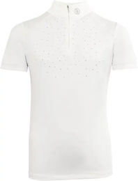 Produktbild von BR Equitation Dudley Reitturnier-Poloshirt für Kinder in Weiß und Silber aus Polyester Größe 14 Jahre