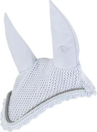 Produktbild von BR Equitation Event Fliegenhaube aus Baumwolle für Warmblut in Grau Heather Weiß