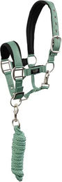 Produktbild von BR Equitation Halfter und Führleine für Shetlandponys aus Neopren in Grün und Silber