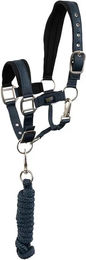Produktbild von BR Equitation Halfter und Longiergurt Set für Ponys aus Neopren in Blau und Silber