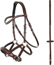 Produktbild von BR Equitation Lewes Anatomischer gebissloser Trensenzaum Side&Pull aus Leder für Warmblut in Braun