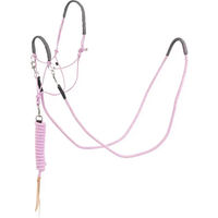 Produktbild von BR Equitation Pferdehalfter-Set mit Halfter und Stricken in Rosa für Ponys
