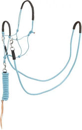 Produktbild von BR Equitation Pferdehalfter-Set mit Stricken Blau für Warmblut