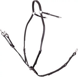 Produktbild von BR Equitation Rayleigh Vorderzeug für Pferde mit Sattelzügeln aus Leder in Schwarz