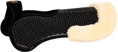BR Equitation Sattelpad Soft Gel Hexagonal mit Ausschnitt aus ECO-Wolle Schwarz Natur Einheitsgröße – Bild 1 von 2