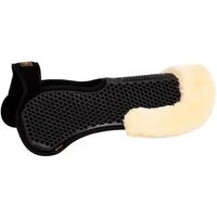 Produktbild von BR Equitation Sattelpad Soft Gel Hexagonal mit Ausschnitt aus ECO-Wolle Schwarz Natur Einheitsgröße