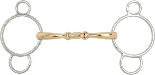 BR Equitation Soft Contact 3-Ring Gebiss doppelt gebrochen aus Edelstahl Silber 16mm – Bild 1 von 2