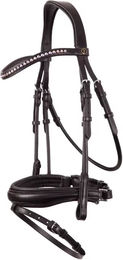 BR Equitation Southam Anatomisch geformter Leder-Trensenzaum für Pferde in Schwarz mit Silberbeschlägen Größe Full – Bild 1 von 3