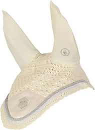 Produktbild von BR Equitation Zamora C-wear Fliegenhaube für Vollblut aus Baumwolle in Silber und Beige