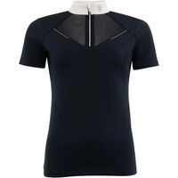 Produktbild von BR Equitation Zapopan Reitturnier Polo Shirt Damen kurzarm Schwarz Silber Polyester XXL