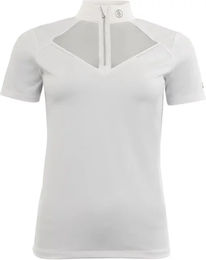 BR Equitation Zapopan Reitturnier Polo Shirt Damen kurzarm Silber Blau Weiß Polyester Größe S – Bild 1 von 6