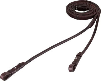 BR Equitation Zügel aus rundgenähtem Leder mit Anti-Slip Funktion in Braun und Silber – Bild 1 von 2