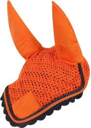 BR Fliegenhaube Event aus gehäkelter Baumwolle für Warmblut in Sunset Orange – Bild 1 von 2