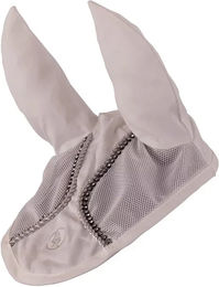 BR Fliegenhaube Glamour Chic Weiß Silber aus Baumwolle für Pferde – Bild 1 von 3