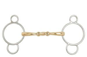 Produktbild von BR Gebiss 3 Ring Gag Soft Contact doppelt gebrochen in Gold-Kupfer-Optik