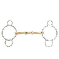 Produktbild von BR Gebiss 3 Ring Gag Soft Contact doppelt gebrochen in Gold-Kupfer-Optik