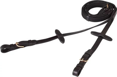 BR Gurtzügel aus Leder mit runden Schnallen Schwarz für Warmblut – Bild 1 von 3