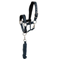 Produktbild von BR Halfter und Strick Set Midnight für Ponys aus Neopren in Schwarz und Blau