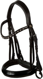 BR Kandarenzaum Wendover aus Leder in Schwarz und Silber für Warmblut Pferde – Bild 1 von 4
