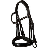 Produktbild von BR Kandarenzaum Wendover aus Leder in Schwarz und Silber für Warmblut Pferde
