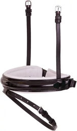 BR Kombiniertes Reithalfter aus breitem Lackleder Schwarz/Weiß für Pferde – Bild 1 von 2