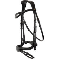Produktbild von BR Longridge anatomischer Trensenzaum aus Leder für Warmblut in Schwarz mit Silber
