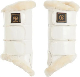 BR Majestic Geschlossene Gamaschen für Pferde aus Kunstleder in Weiß Größe XL – Bild 1 von 2