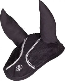 BR Ohrenhaube Glamour Chic für Pferde in Schwarz Silber Größe Pony aus Baumwolle – Bild 1 von 2