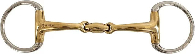 BR Olivenkopfgebiss für Pferde doppelt gebrochen gebogen Soft Contact in Gold – Bild 1 von 2