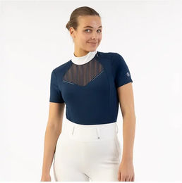 BR Reitshirt Damen Turnierpolo Sommer Polyester Blau Silber XL – Bild 1 von 5