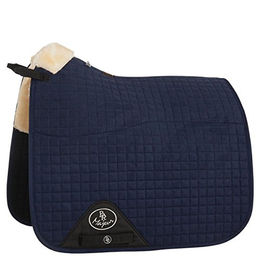 Produktbild von BR Schabracke Majeur VS + DR Rückenpartie gefüttert mit synthetischem Schaffell für Warmblut Pferde in Navy Blau